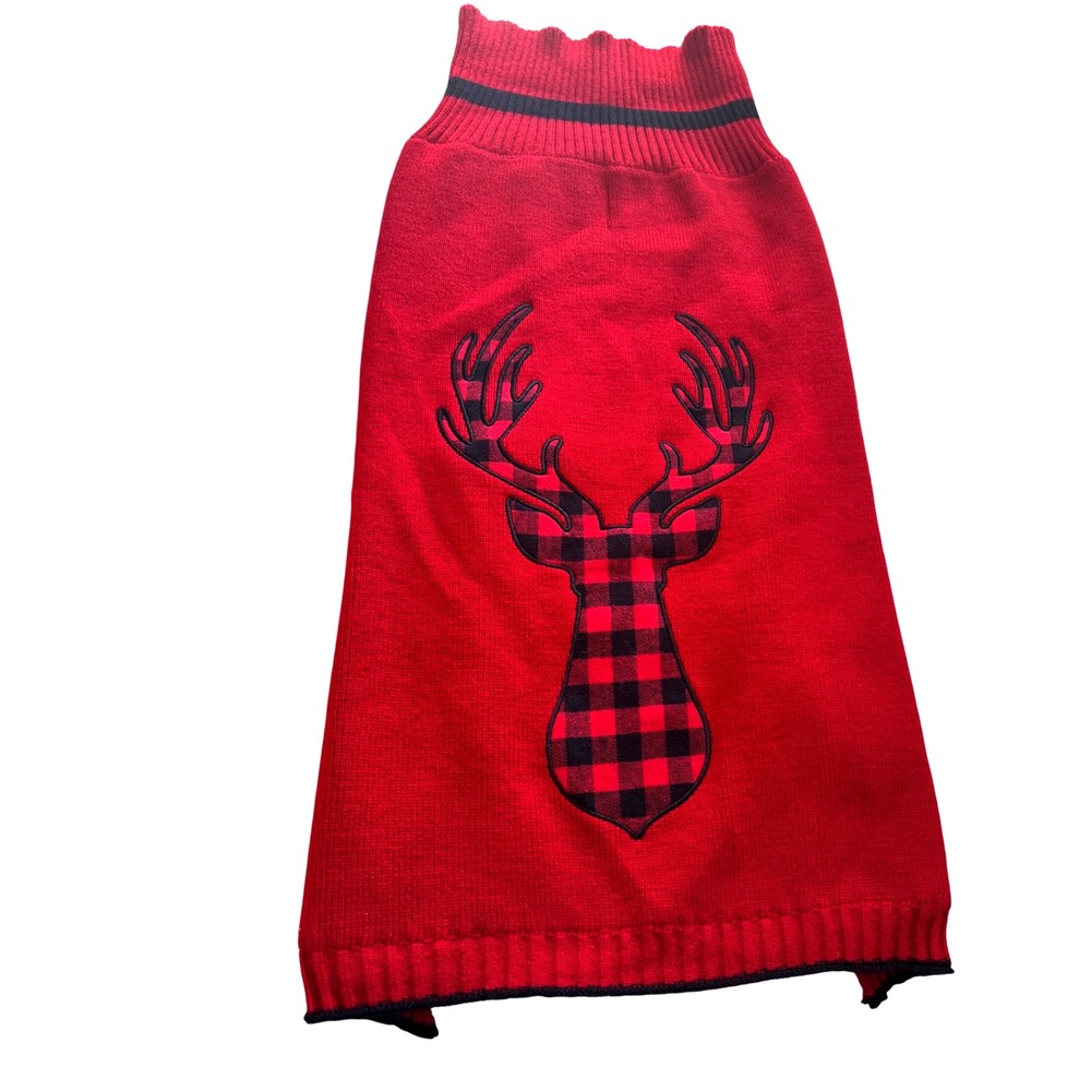 Telluride Clothing Co XXL Dog Sweater Embroidered Reindeer Elk Red Black NWT